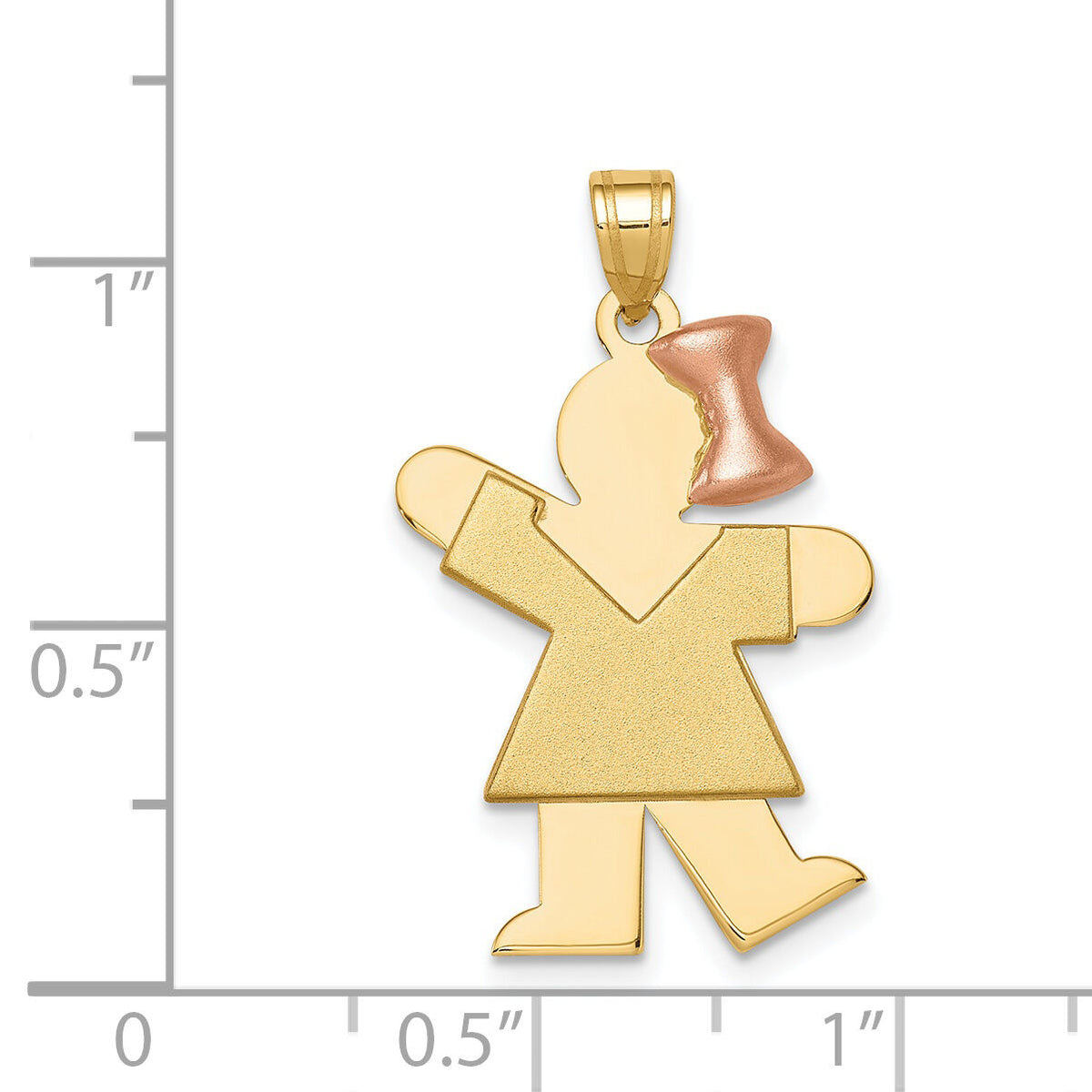 14k Two-Tone Large Girl w/Bow on Right Engravable Charm-XK242
