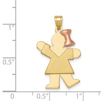 14k Two-Tone Large Girl w/Bow on Right Engravable Charm-XK242