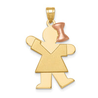 14k Two-Tone Large Girl w/Bow on Right Engravable Charm-XK242