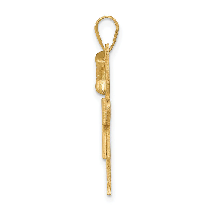 14k Solid Engravable Girl w/Bow on Left Charm-XK244