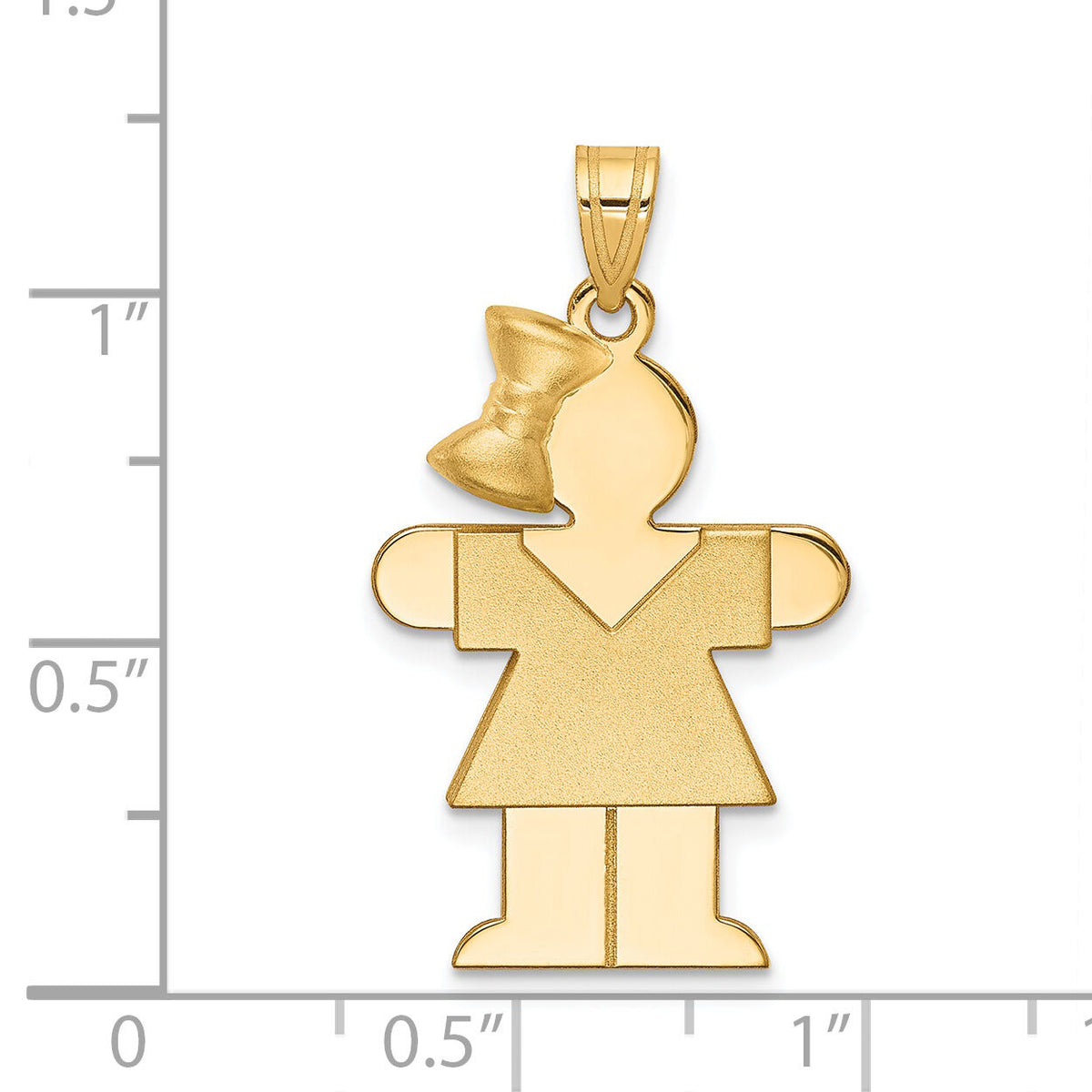 14k Solid Engravable Girl w/Bow on Left Charm-XK244