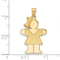14k Solid Engravable Girl w/Bow on Left Charm-XK244