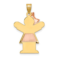 14k Two-Tone Large Girl w/Bow on Left Engravable Charm-XK245