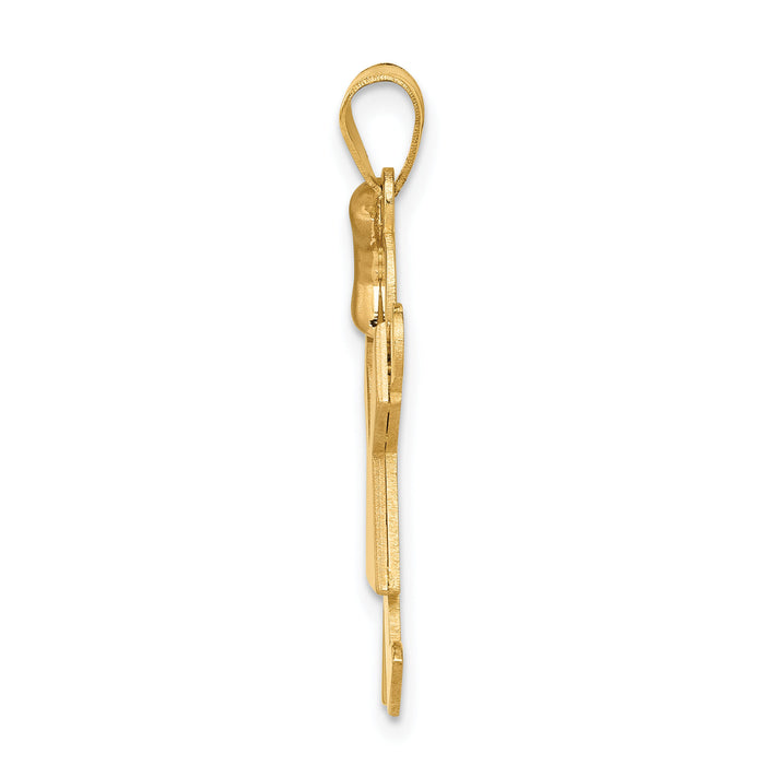 14k Two-Tone Large Girl w/Bow on Left Engravable Charm-XK247