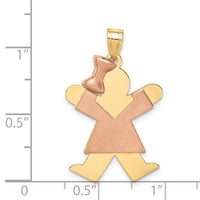 14k Two-Tone Large Girl w/Bow on Left Engravable Charm-XK247
