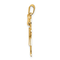 14k Two-Tone Large Girl w/Bow on Left Engravable Charm-XK248