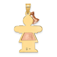14k Two-Tone Large Girl w/Bow on Left Engravable Charm-XK248