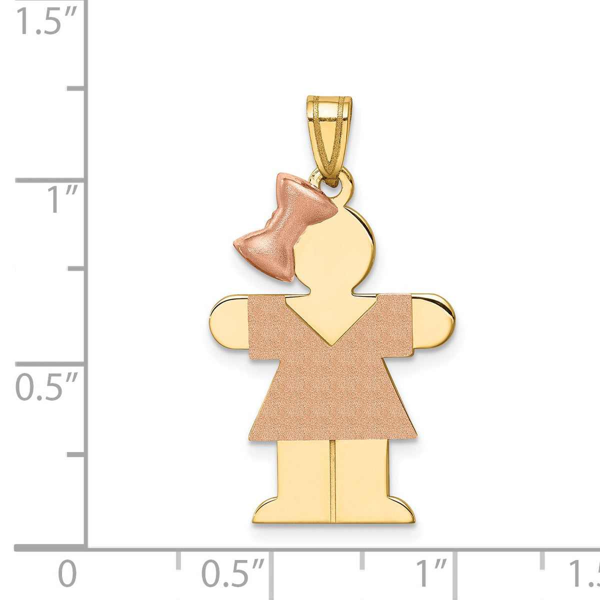 14k Two-Tone Large Girl w/Bow on Left Engravable Charm-XK248