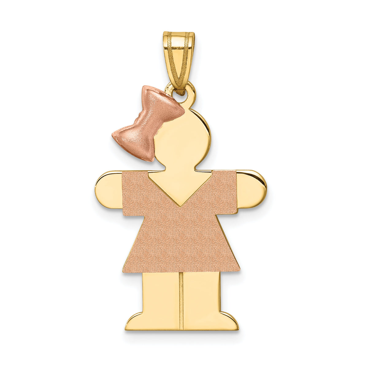 14k Two-Tone Large Girl w/Bow on Left Engravable Charm-XK248