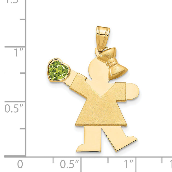 14k Girl with CZ August Birthstone Charm-XK264AUG