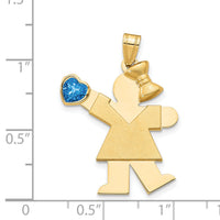 14k Girl with CZ December Birthstone Charm-XK264DEC