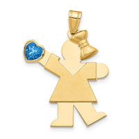 14k Girl with CZ December Birthstone Charm-XK264DEC
