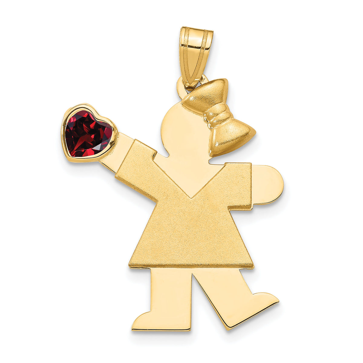 14k Girl with CZ January Birthstone Charm-XK264JAN