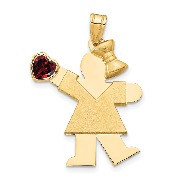 14k Girl with CZ January Birthstone Charm-XK264JAN