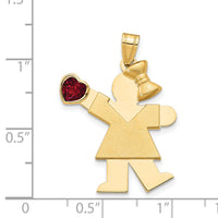 14k Girl with CZ July Birthstone Charm-XK264JUL
