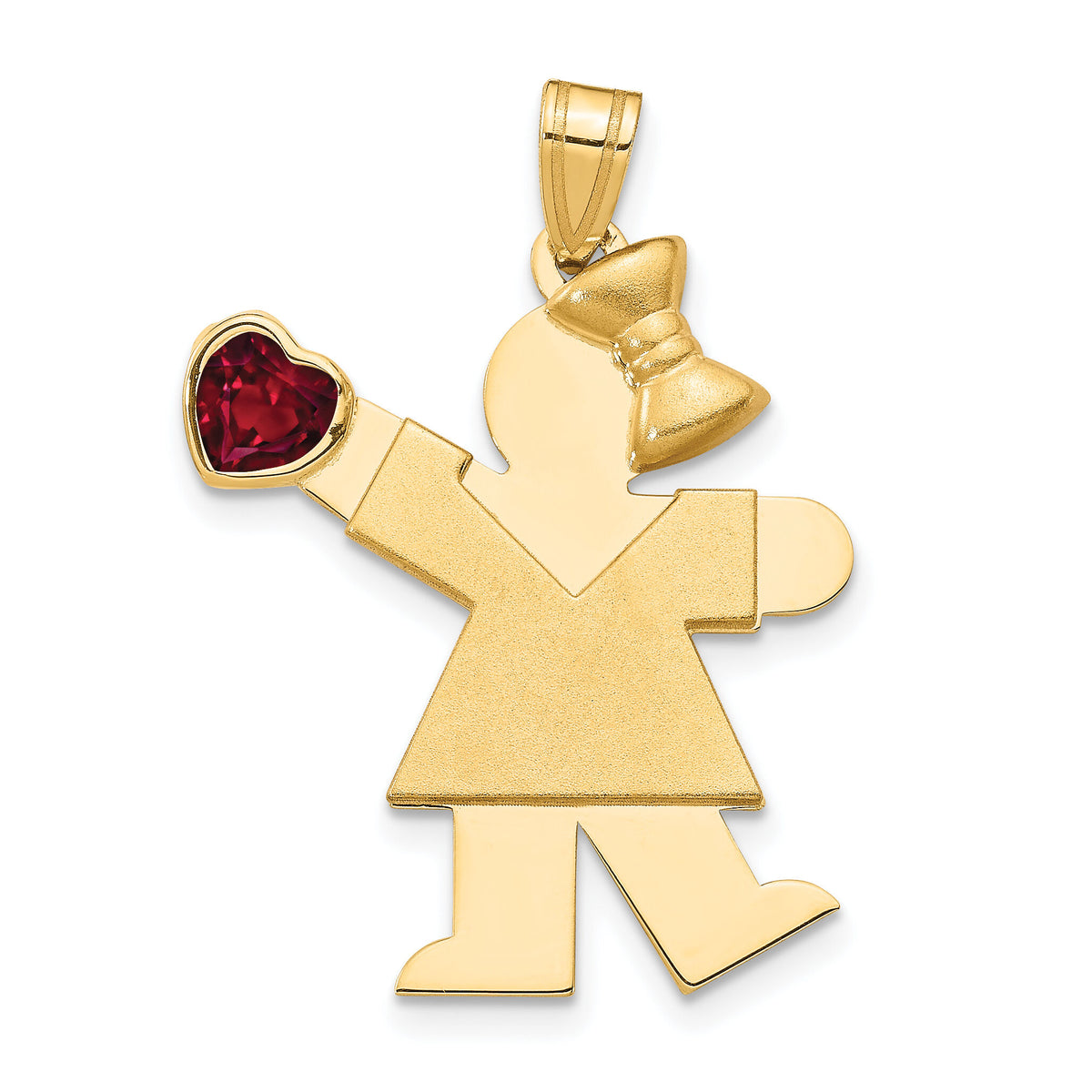 14k Girl with CZ July Birthstone Charm-XK264JUL