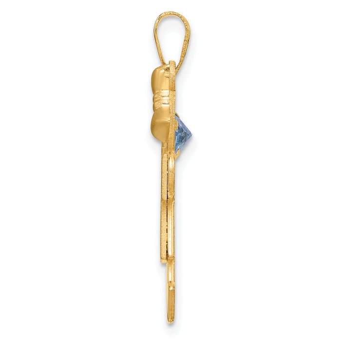 14k Girl with CZ March Birthstone Charm-XK264MAR