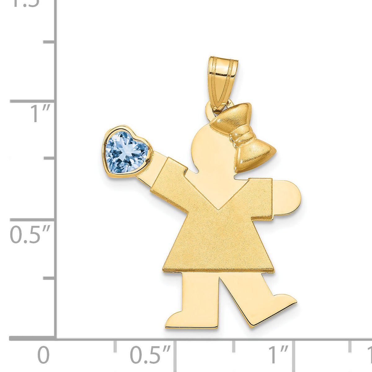 14k Girl with CZ March Birthstone Charm-XK264MAR