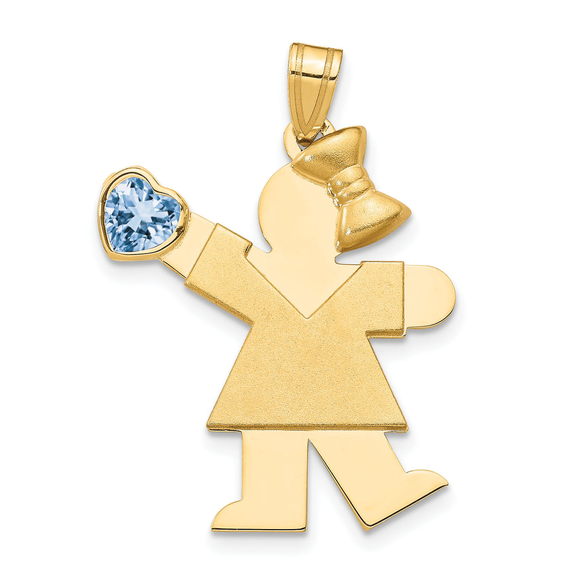 14k Girl with CZ March Birthstone Charm-XK264MAR