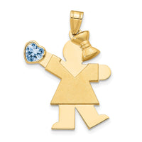 14k Girl with CZ March Birthstone Charm-XK264MAR