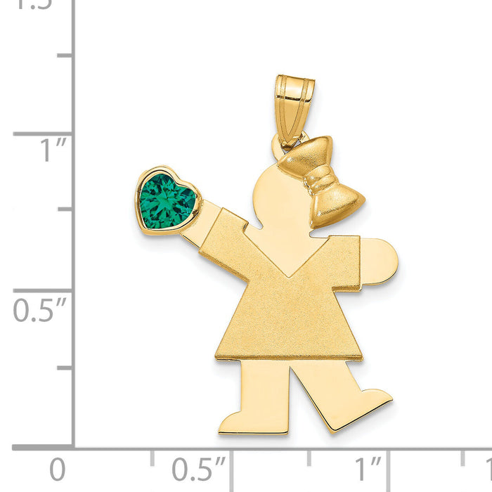 14k Girl with CZ May Birthstone Charm-XK264MAY
