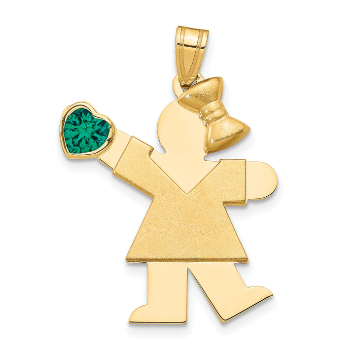 14k Girl with CZ May Birthstone Charm-XK264MAY