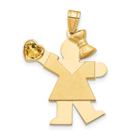 14k Girl with CZ November Birthstone Charm-XK264NOV
