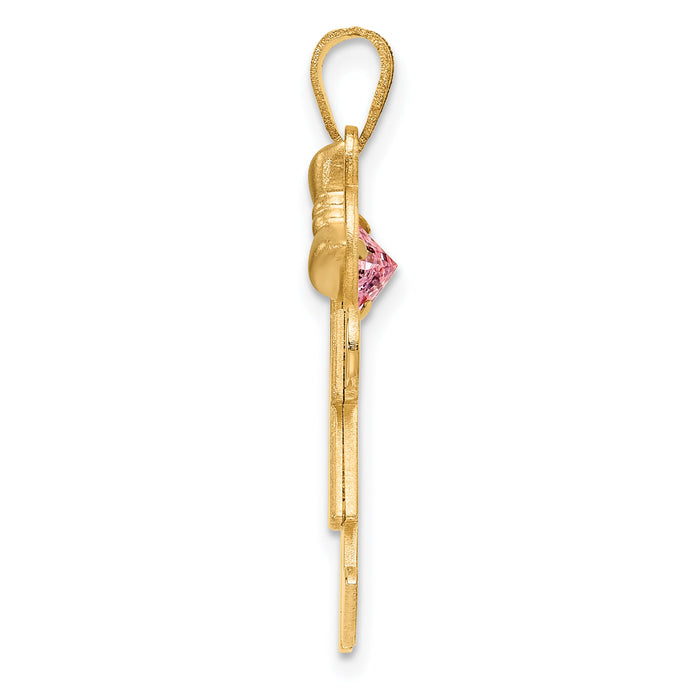 14k Girl with CZ October Birthstone Charm-XK264OCT