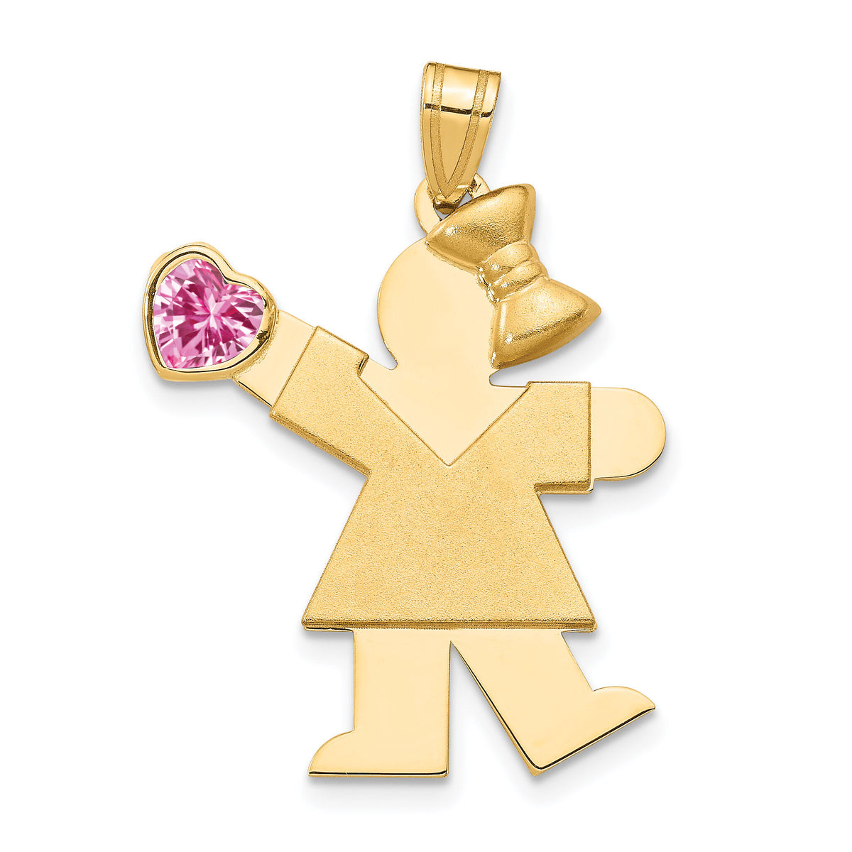 14k Girl with CZ October Birthstone Charm-XK264OCT