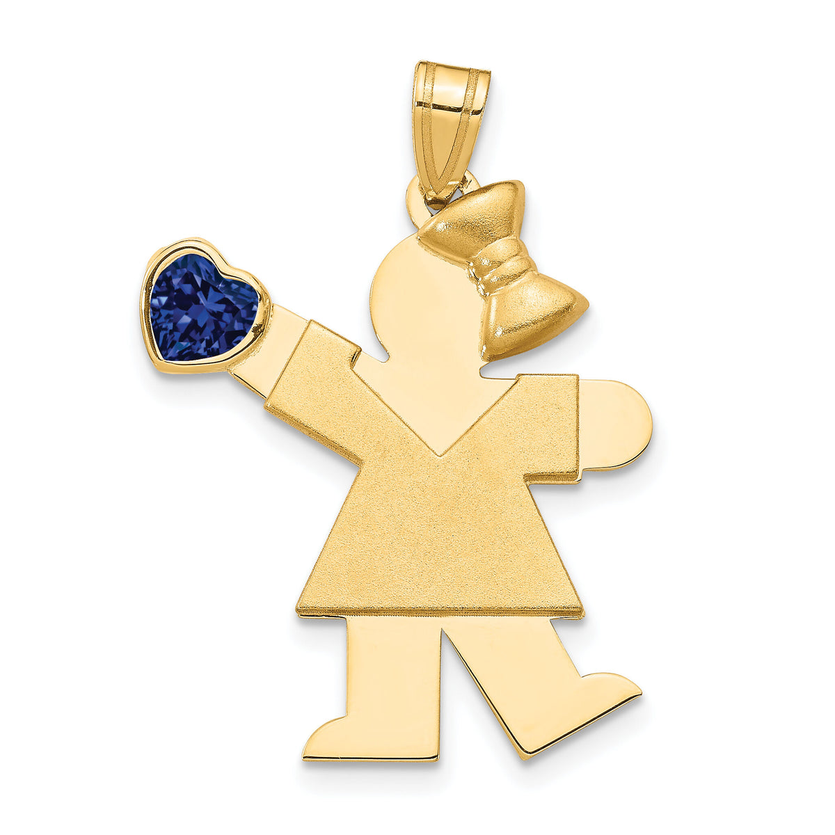 14k Girl with CZ September Birthstone Charm-XK264SEP