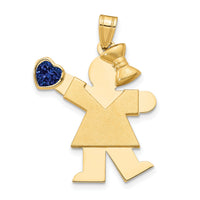 14k Girl with CZ September Birthstone Charm-XK264SEP