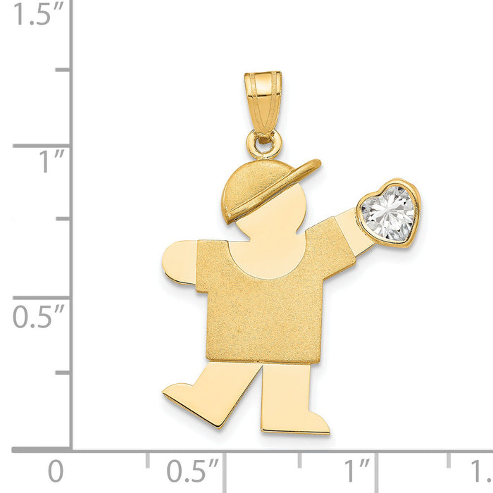 14k Boy with CZ April Birthstone Charm-XK265APR