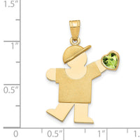 14k Boy with CZ August Birthstone Charm-XK265AUG