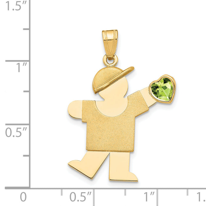 14k Boy with CZ August Birthstone Charm-XK265AUG