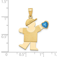 14k Boy with CZ December Birthstone Charm-XK265DEC