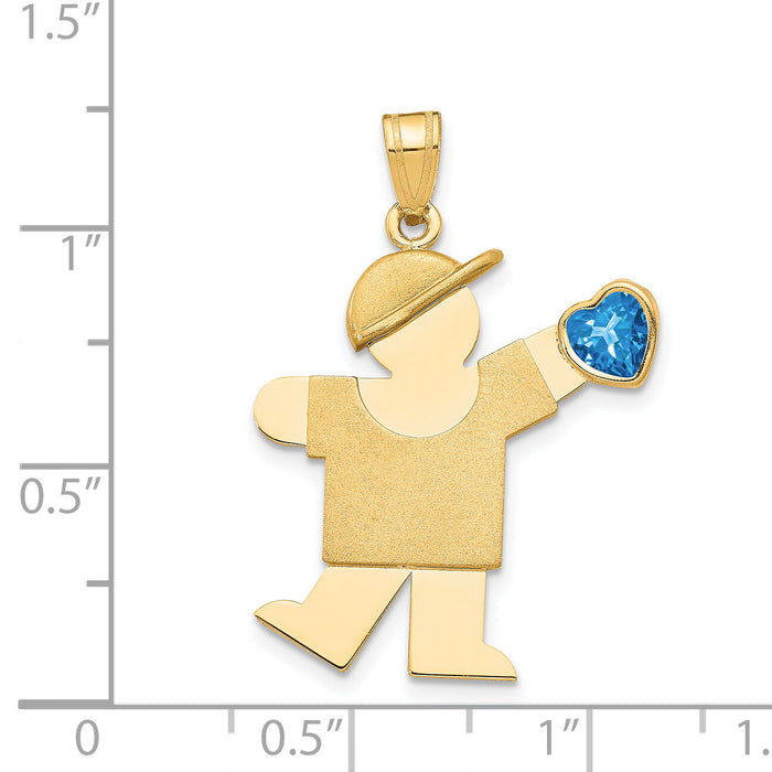 14k Boy with CZ December Birthstone Charm-XK265DEC