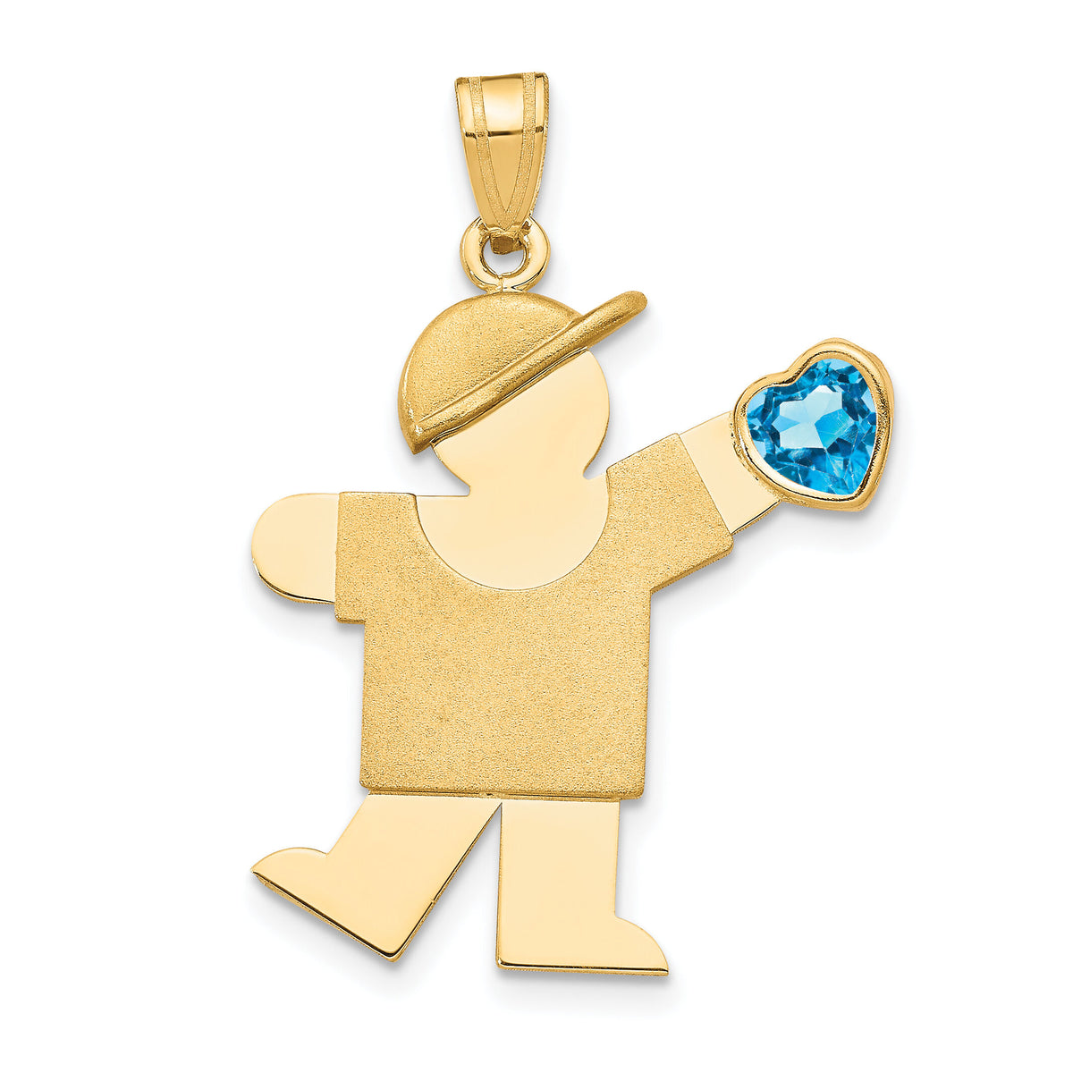 14k Boy with CZ December Birthstone Charm-XK265DEC