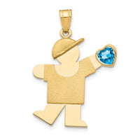 14k Boy with CZ December Birthstone Charm-XK265DEC