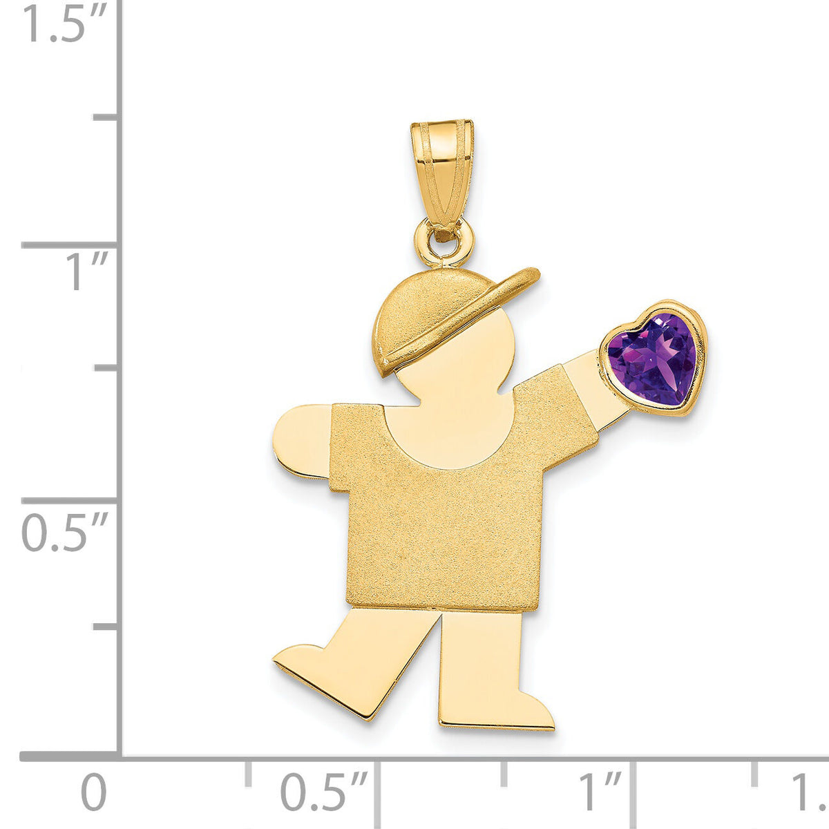 14k Boy with CZ February Birthstone Charm-XK265FEB