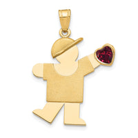 14k Boy with CZ January Birthstone Charm-XK265JAN