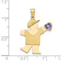 14k Boy with CZ June Birthstone Charm-XK265JUN