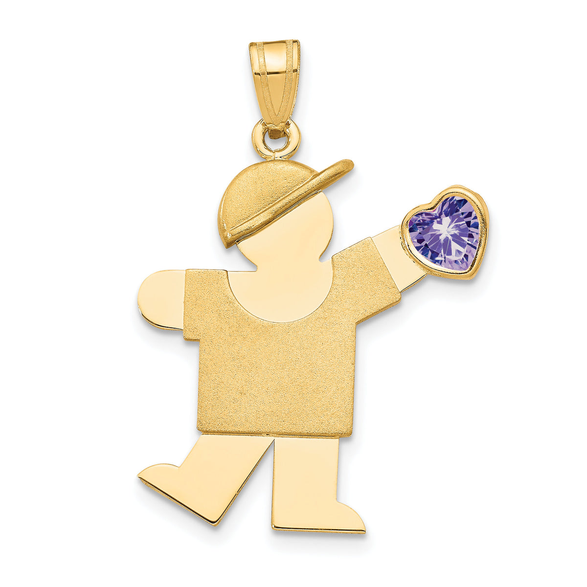 14k Boy with CZ June Birthstone Charm-XK265JUN