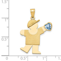 14k Boy with CZ March Birthstone Charm-XK265MAR