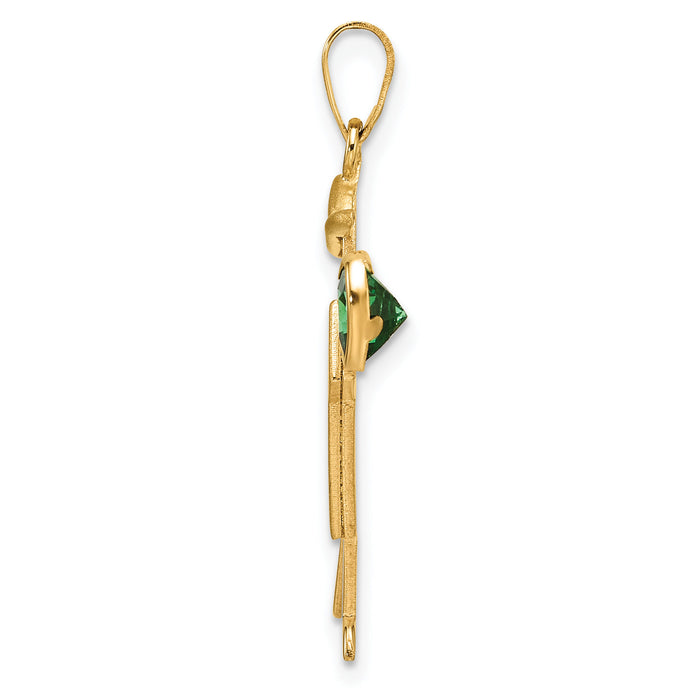 14k Boy with CZ May Birthstone Charm-XK265MAY