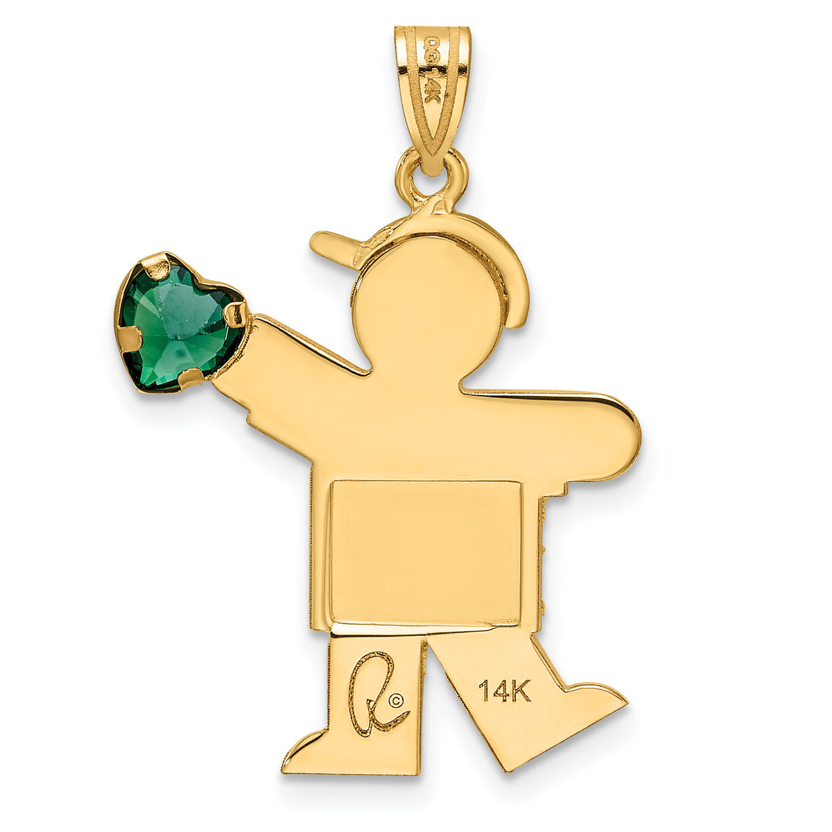 14k Boy with CZ May Birthstone Charm-XK265MAY