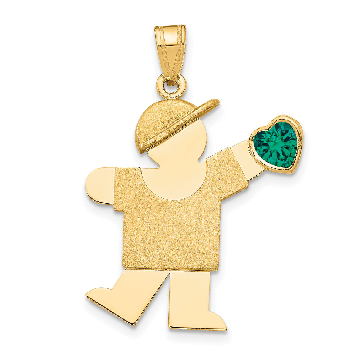 14k Boy with CZ May Birthstone Charm-XK265MAY