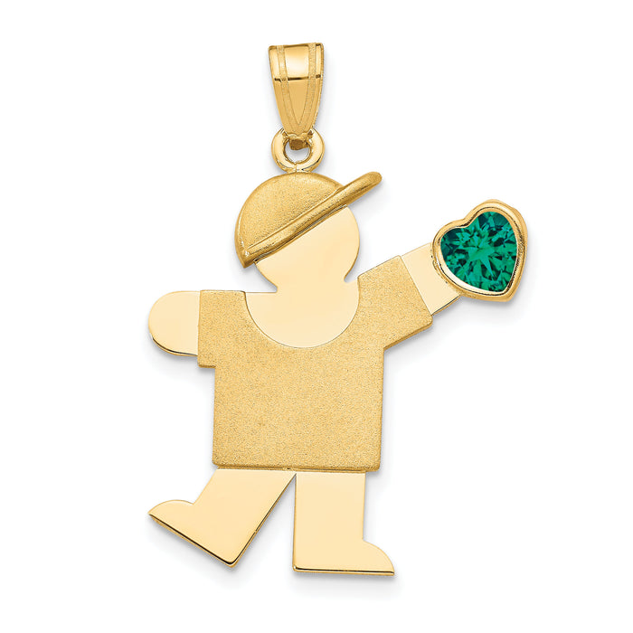 14k Boy with CZ May Birthstone Charm-XK265MAY