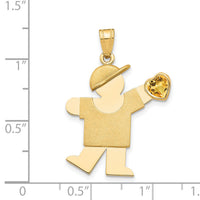 14k Boy with CZ November Birthstone Charm-XK265NOV