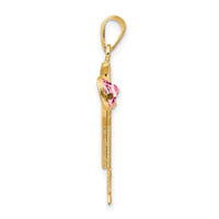 14k Boy with CZ October Birthstone Charm-XK265OCT