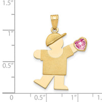 14k Boy with CZ October Birthstone Charm-XK265OCT